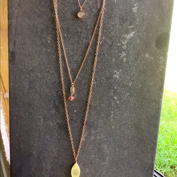 Rose gold costume 3 tier necklace - Picture 1 of 2